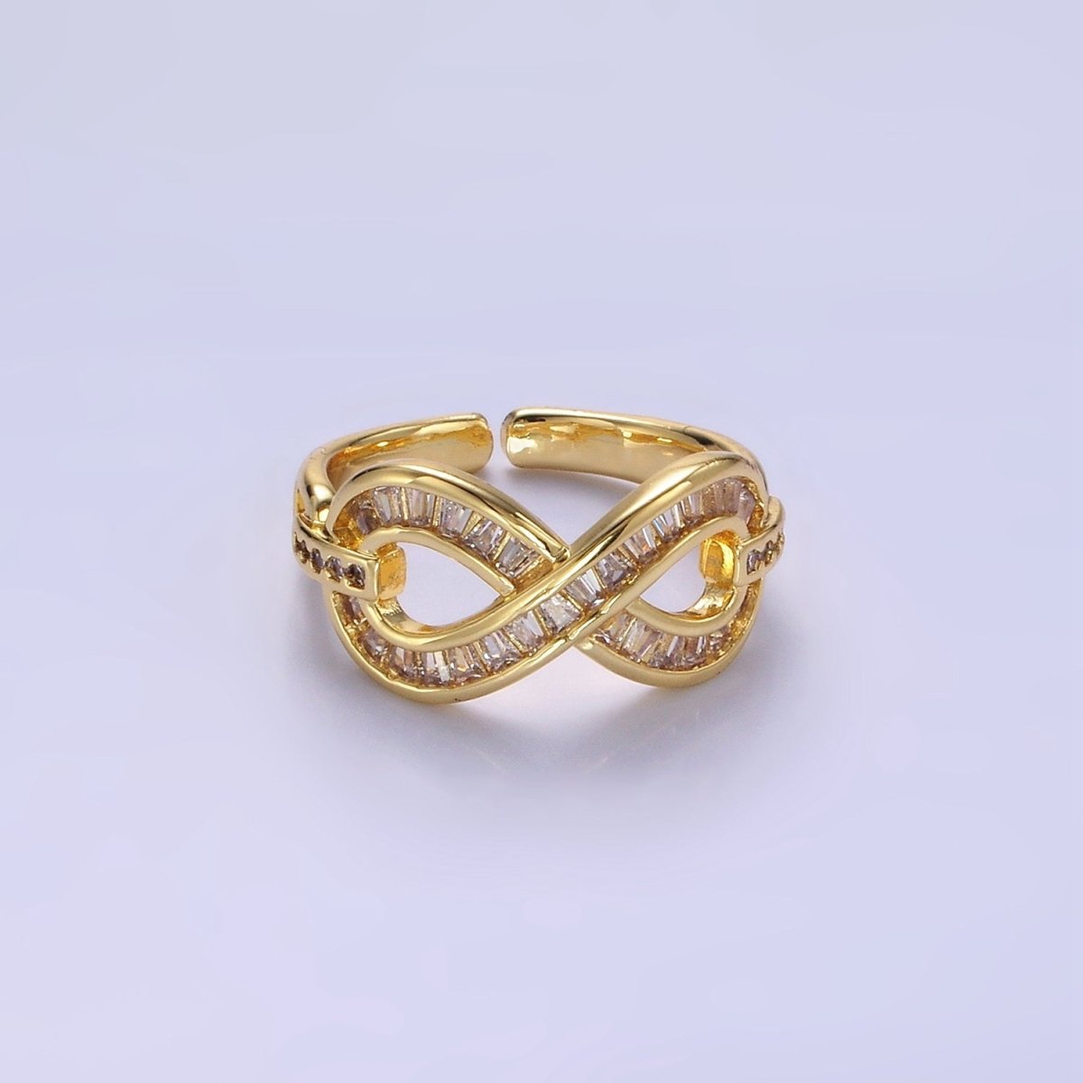 14K Gold Filled Baguette Lined Infinity Band Ring | O1381 - DLUXCA