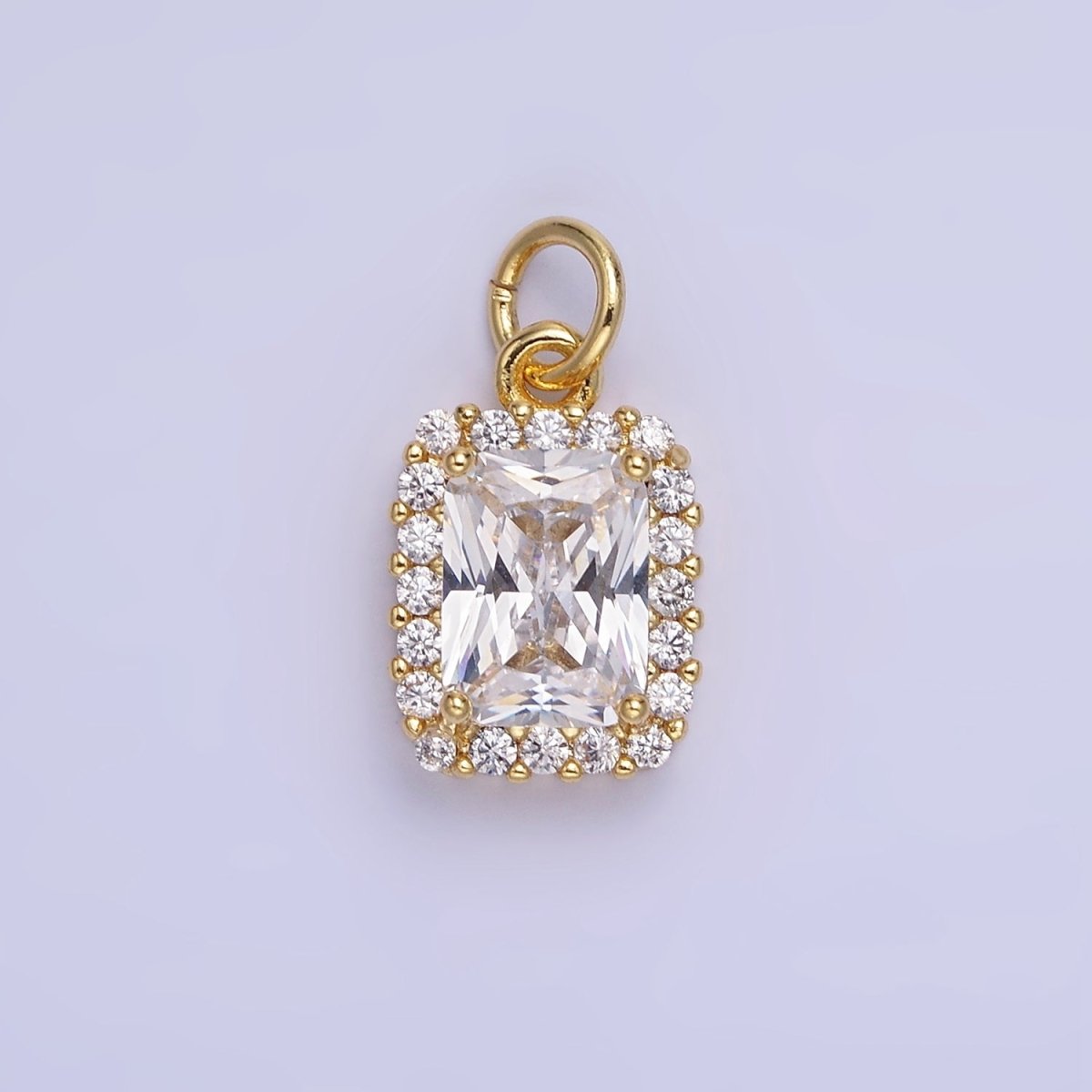 14K Gold Filled Baguette Micro Paved CZ Charm in Gold & Silver | AG768 - AG774 - DLUXCA