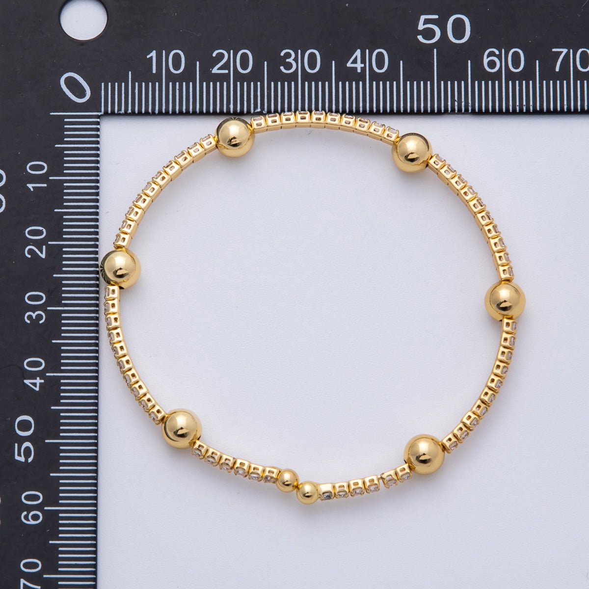 14K Gold Filled Ball Bead Tennis Cuff Bracelet in Gold & Silver | WA - 4028 WA - 4029 - DLUXCA