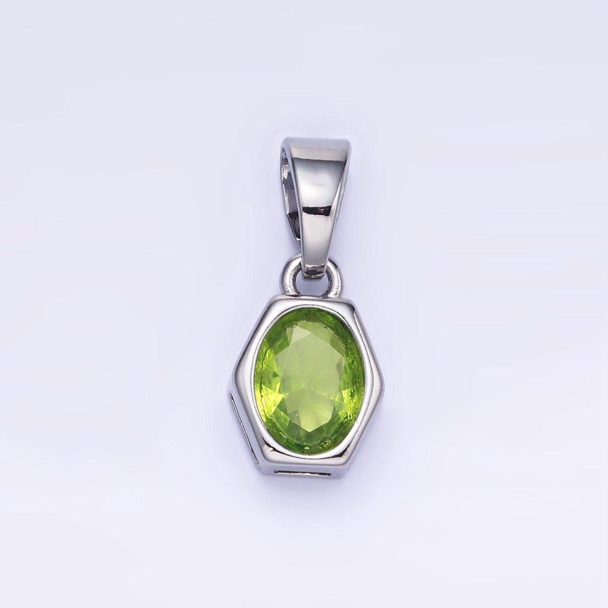 14K Gold Filled Birthstone CZ Hexagonal Pendant in Gold & Silver | AA1282 - AA1295 - DLUXCA