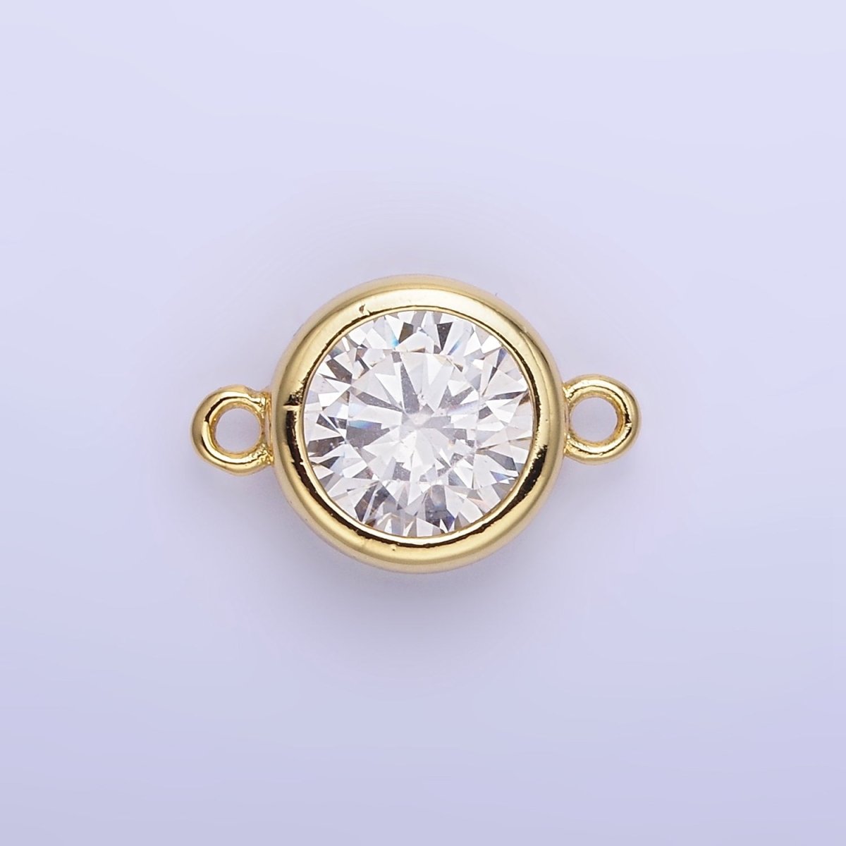 14K Gold Filled Birthstone CZ Round Bezel Connector | G937 - G944 - DLUXCA