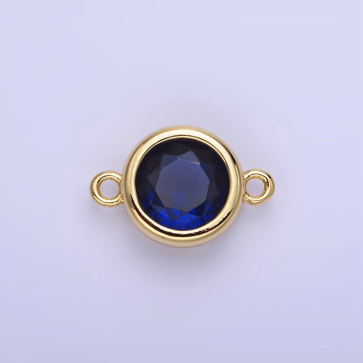 14K Gold Filled Birthstone CZ Round Bezel Connector | G937 - G944 - DLUXCA