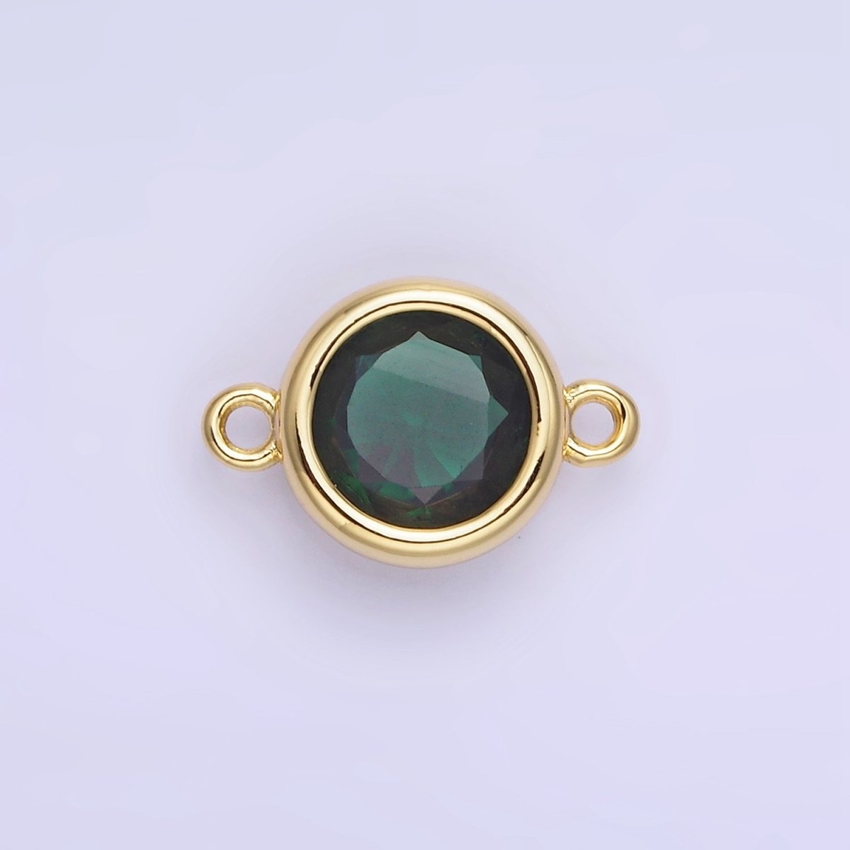 14K Gold Filled Birthstone CZ Round Bezel Connector | G937 - G944 - DLUXCA