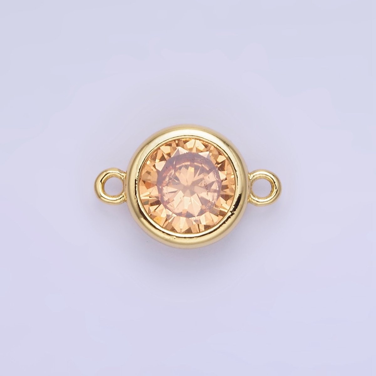 14K Gold Filled Birthstone CZ Round Bezel Connector | G937 - G944 - DLUXCA