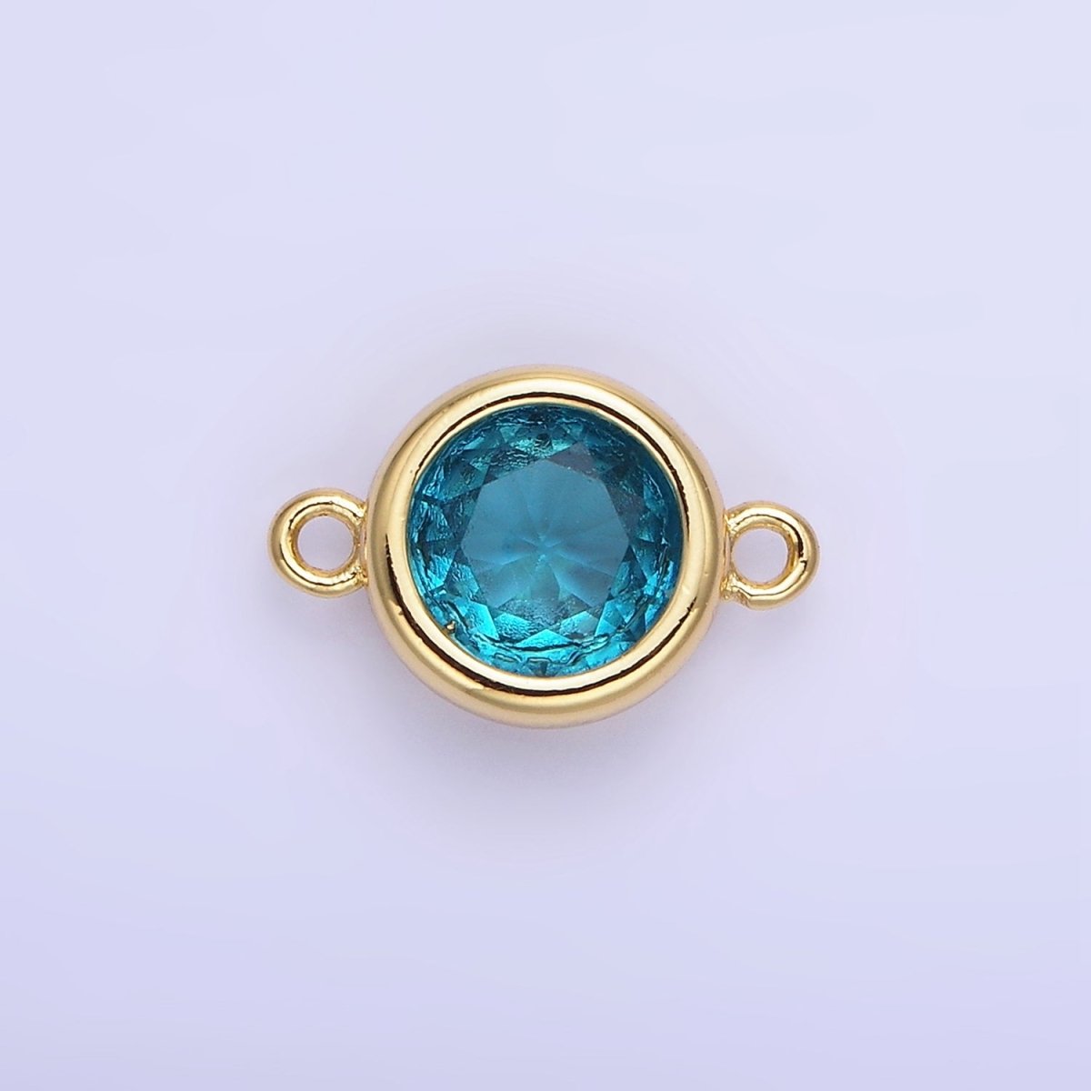 14K Gold Filled Birthstone CZ Round Bezel Connector | G937 - G944 - DLUXCA