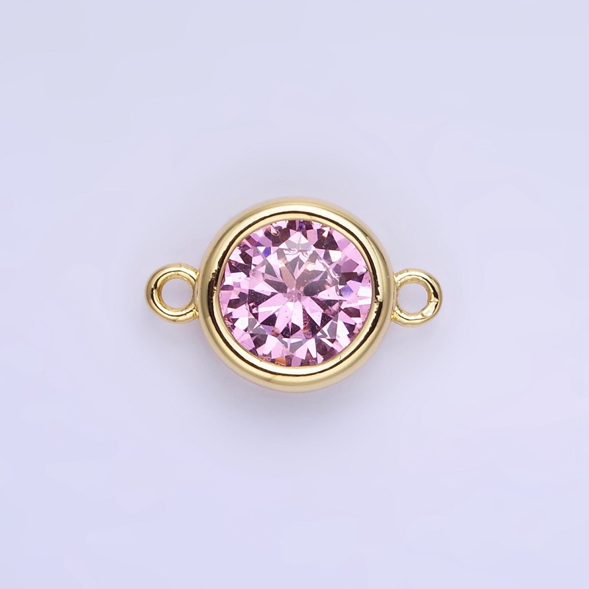 14K Gold Filled Birthstone CZ Round Bezel Connector | G937 - G944 - DLUXCA