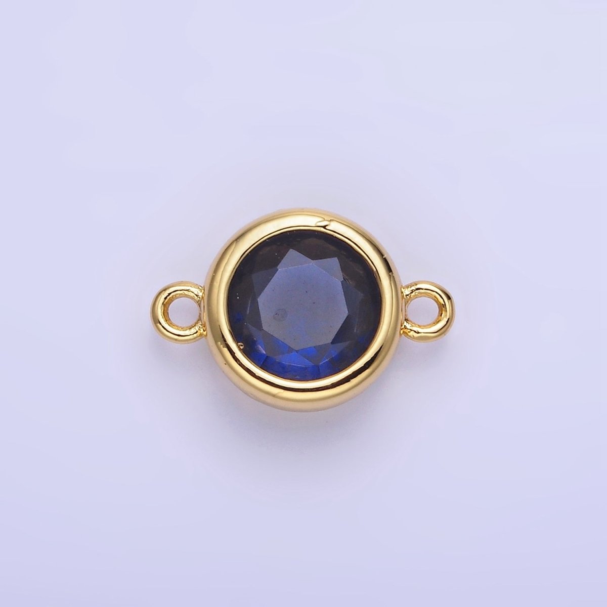 14K Gold Filled Birthstone CZ Round Bezel Connector | G937 - G944 - DLUXCA