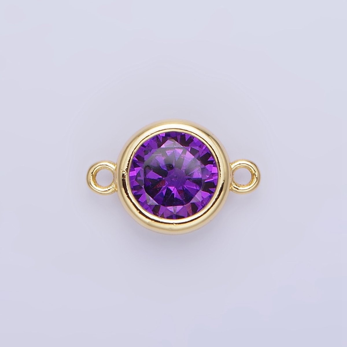 14K Gold Filled Birthstone CZ Round Bezel Connector | G937 - G944 - DLUXCA