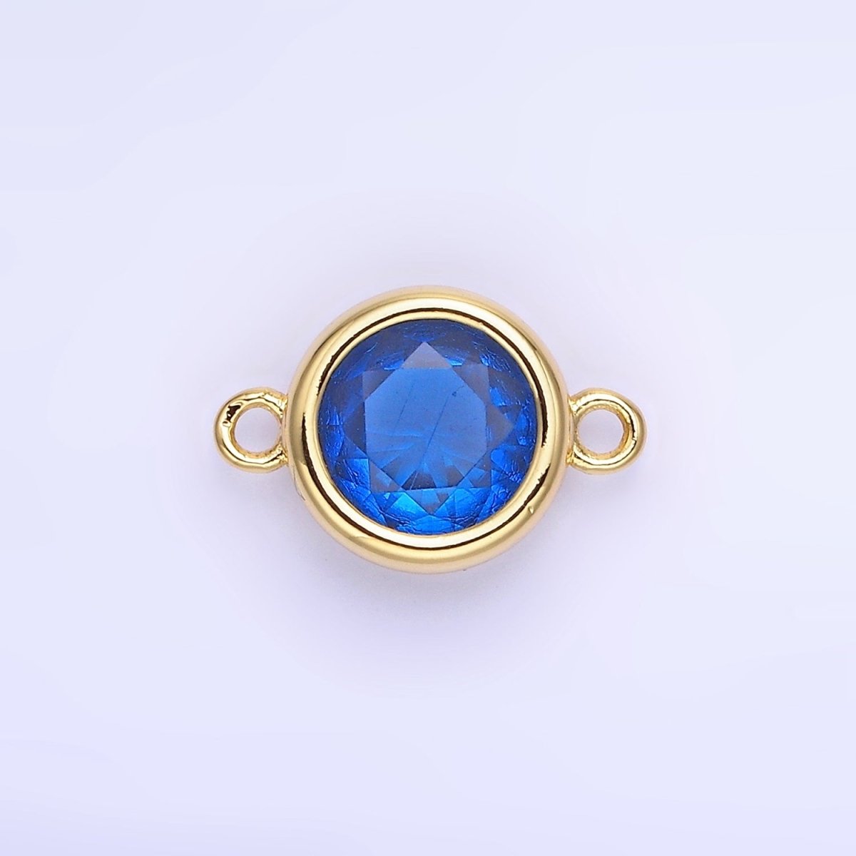 14K Gold Filled Birthstone CZ Round Bezel Connector | G937 - G944 - DLUXCA