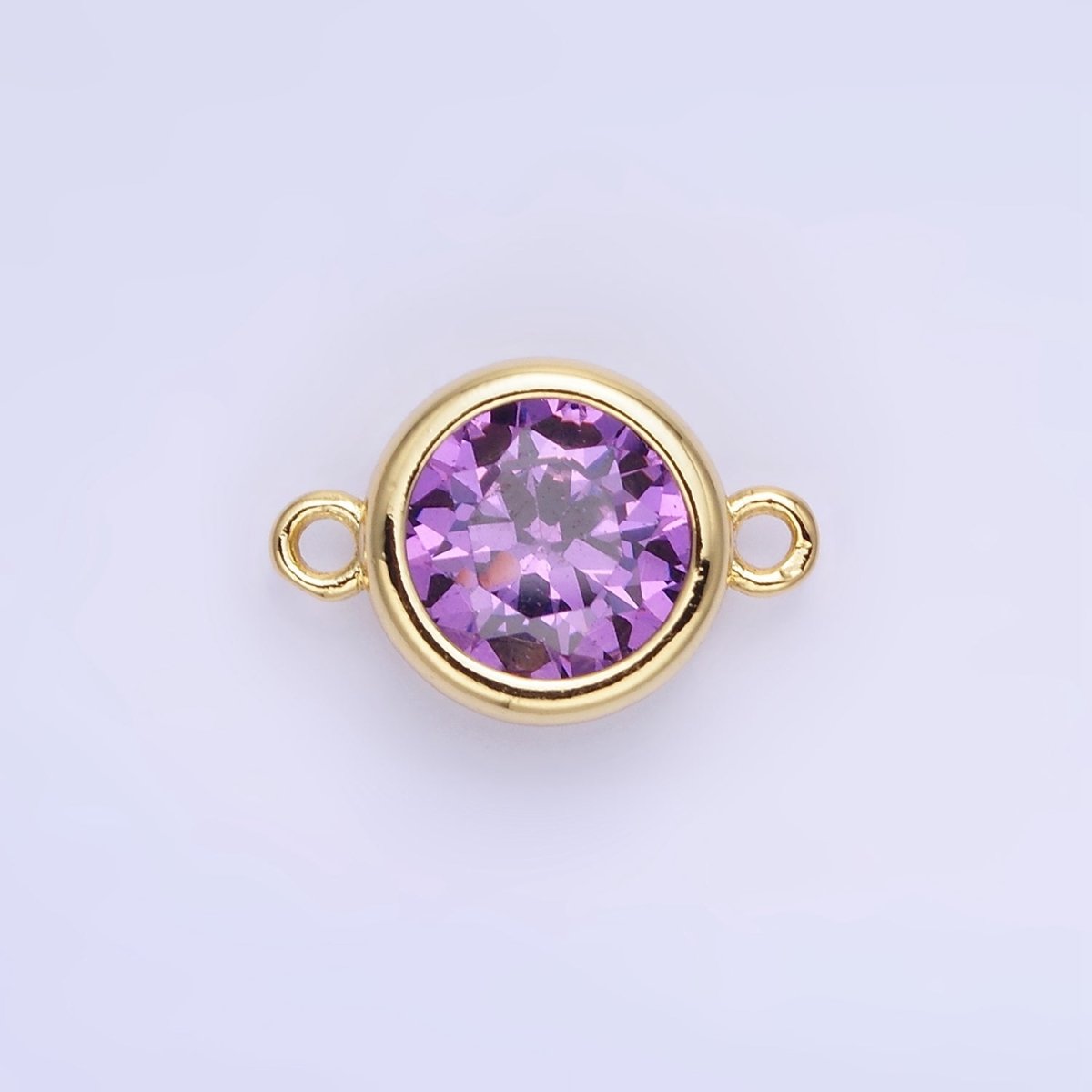 14K Gold Filled Birthstone CZ Round Bezel Connector | G937 - G944 - DLUXCA