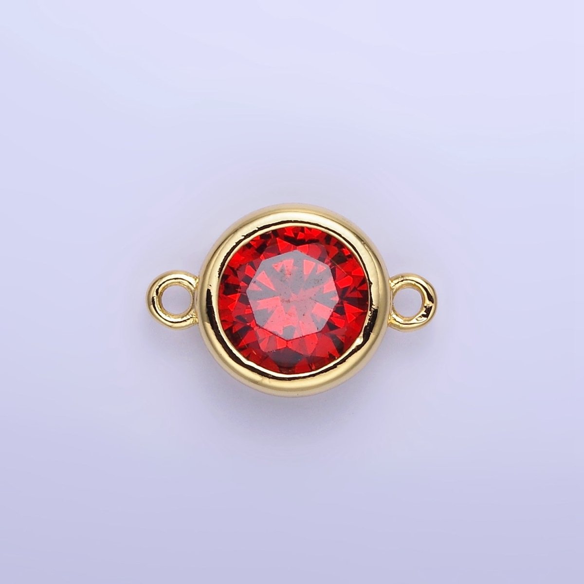 14K Gold Filled Birthstone CZ Round Bezel Connector | G937 - G944 - DLUXCA