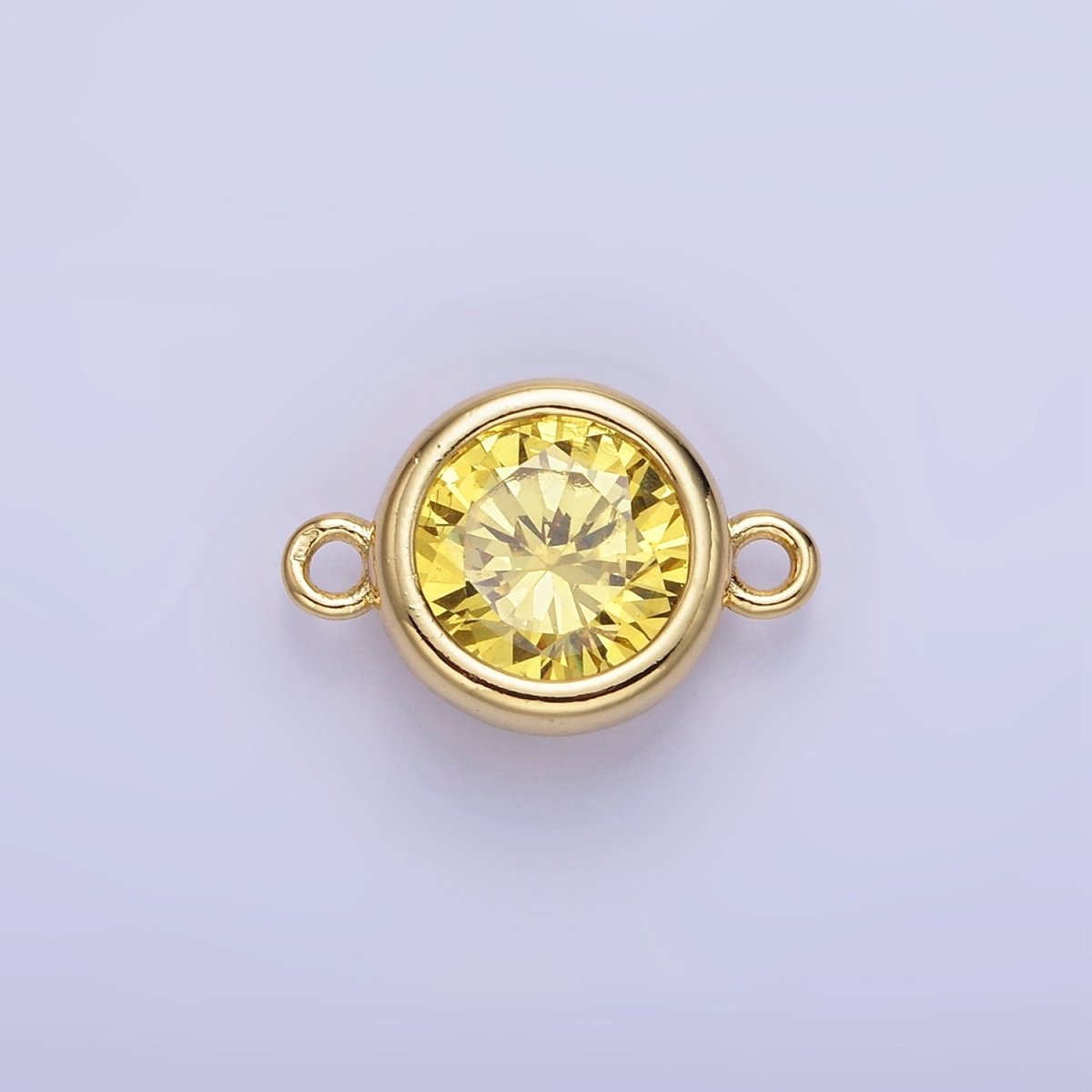 14K Gold Filled Birthstone CZ Round Bezel Connector | G937 - G944 - DLUXCA