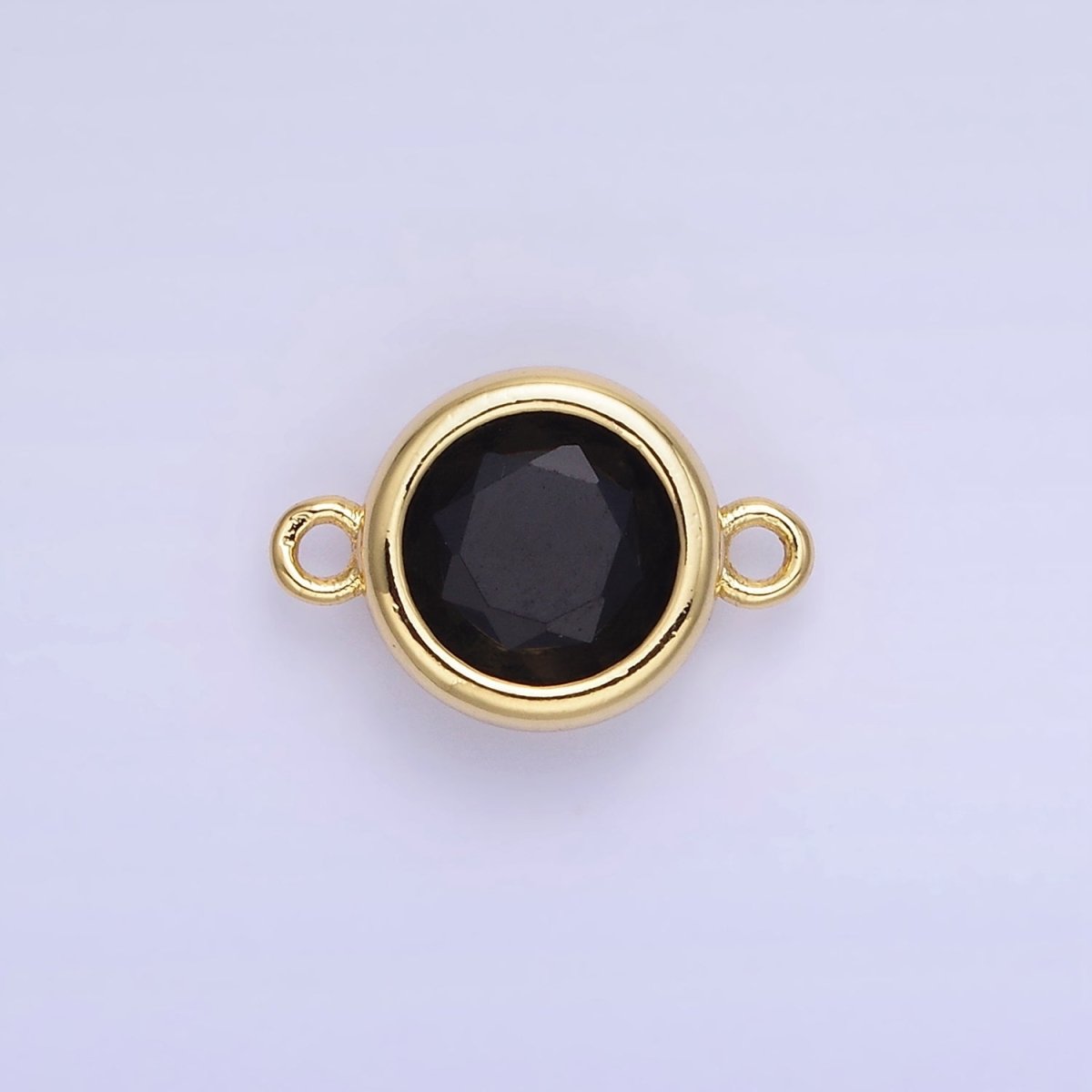 14K Gold Filled Birthstone CZ Round Bezel Connector | G937 - G944 - DLUXCA