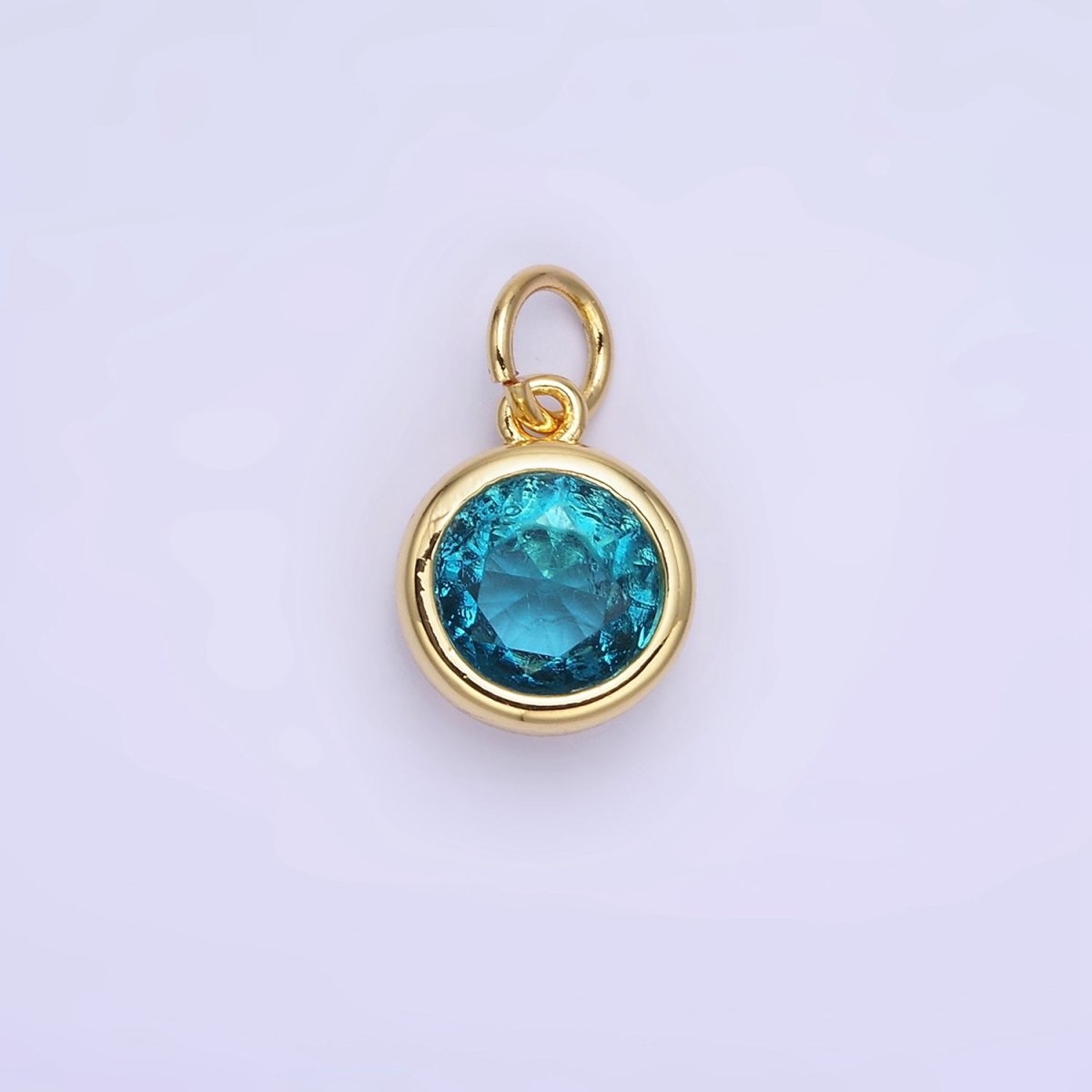 14K Gold Filled Birthstone Round Bezel Charm in Gold & Silver | AG788 - AG795 - DLUXCA
