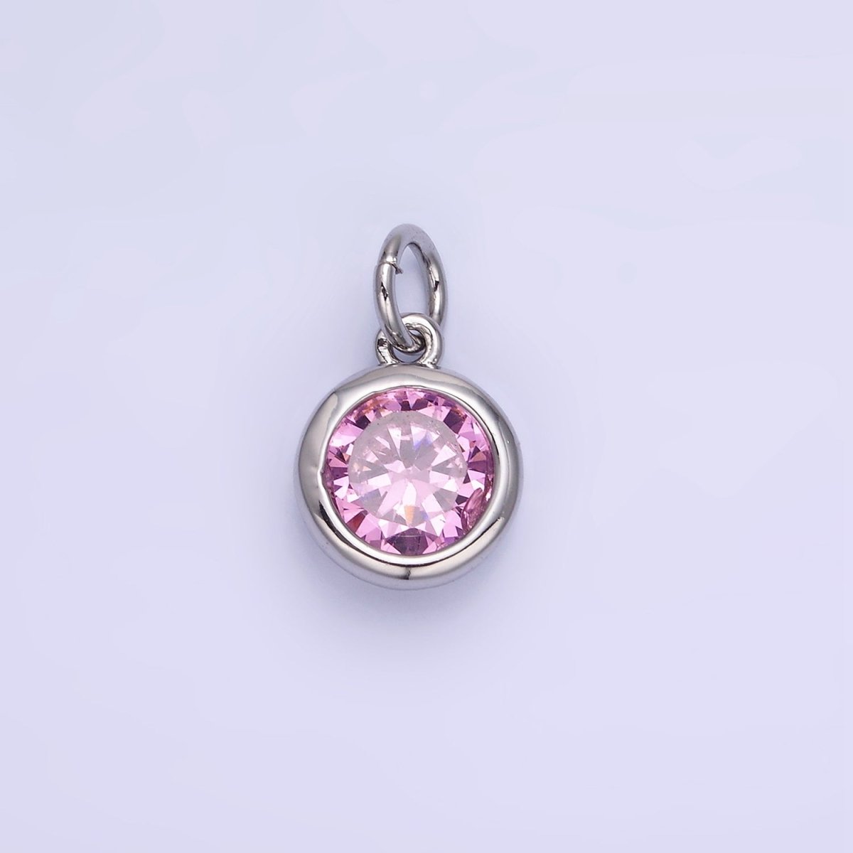 14K Gold Filled Birthstone Round Bezel Charm in Gold & Silver | AG788 - AG795 - DLUXCA