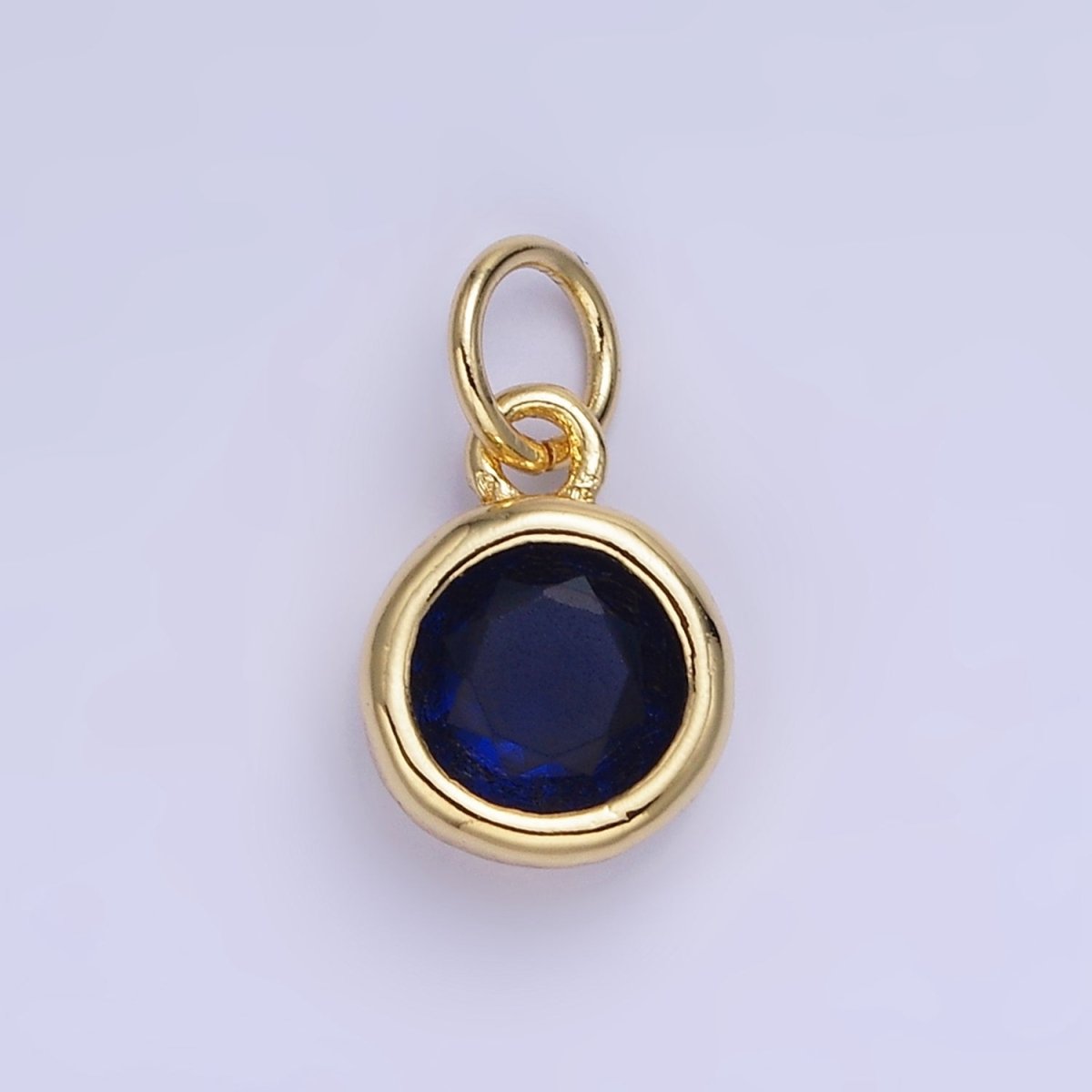 14K Gold Filled Birthstone Round CZ Bezel Charm in Gold & Silver | AG796 - AG811 - DLUXCA