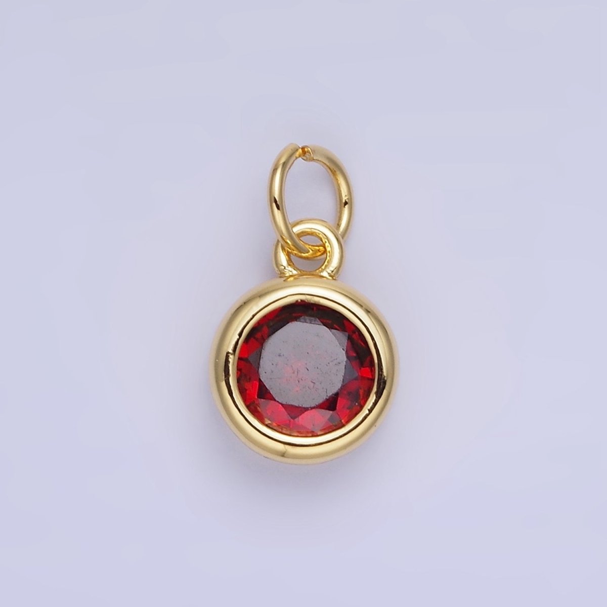 14K Gold Filled Birthstone Round CZ Bezel Charm in Gold & Silver | AG796 - AG811 - DLUXCA