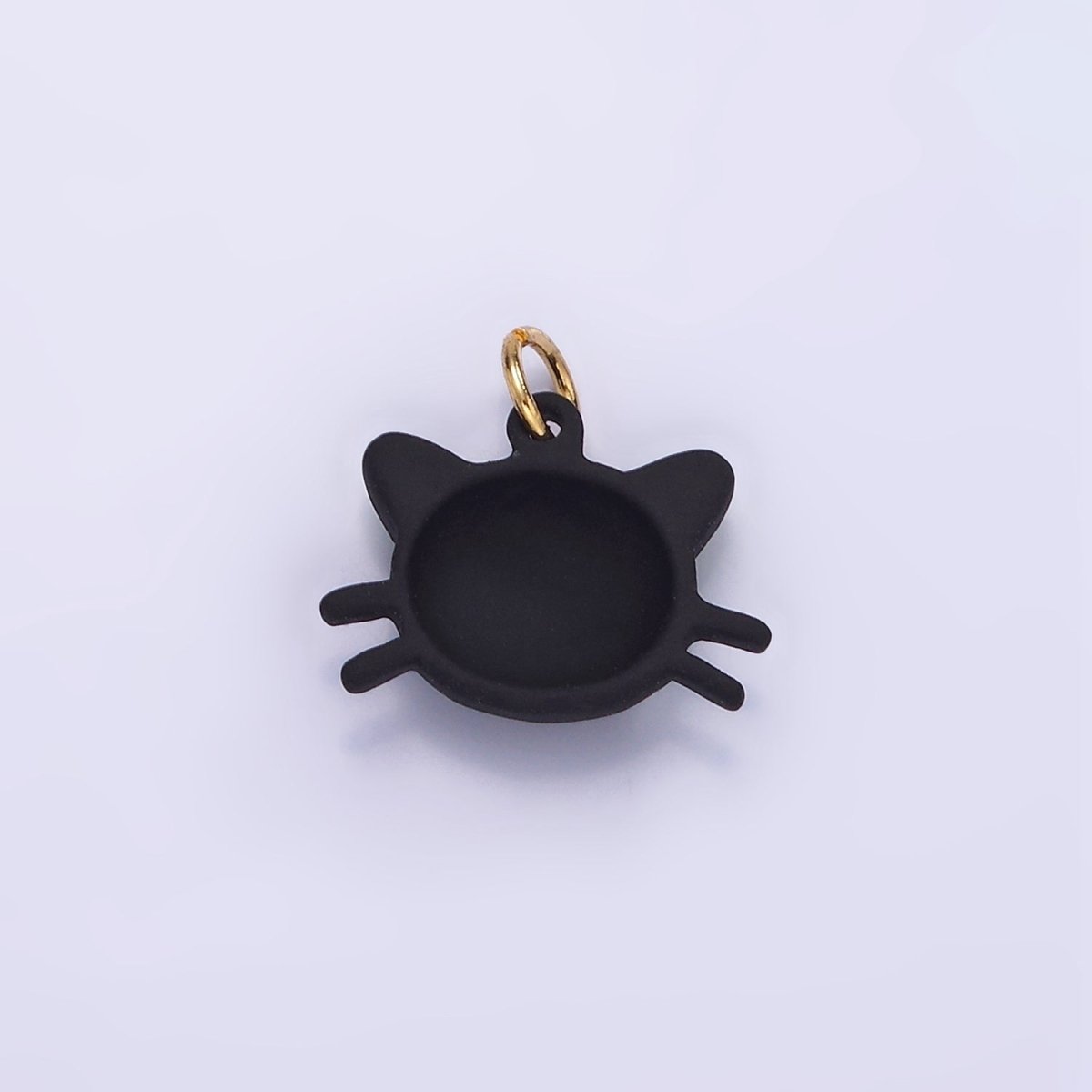 14K Gold Filled Black Cat Kitten Pet Enamel Mini Charm | D557 - DLUXCA