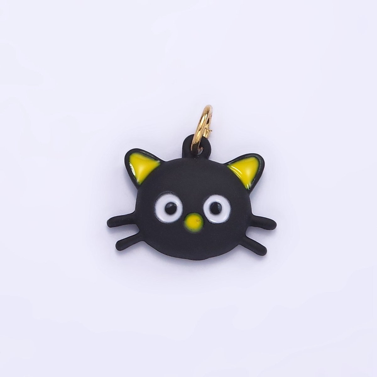 14K Gold Filled Black Cat Kitten Pet Enamel Mini Charm | D557 - DLUXCA