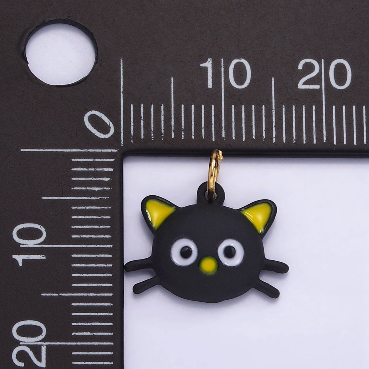 14K Gold Filled Black Cat Kitten Pet Enamel Mini Charm | D557 - DLUXCA