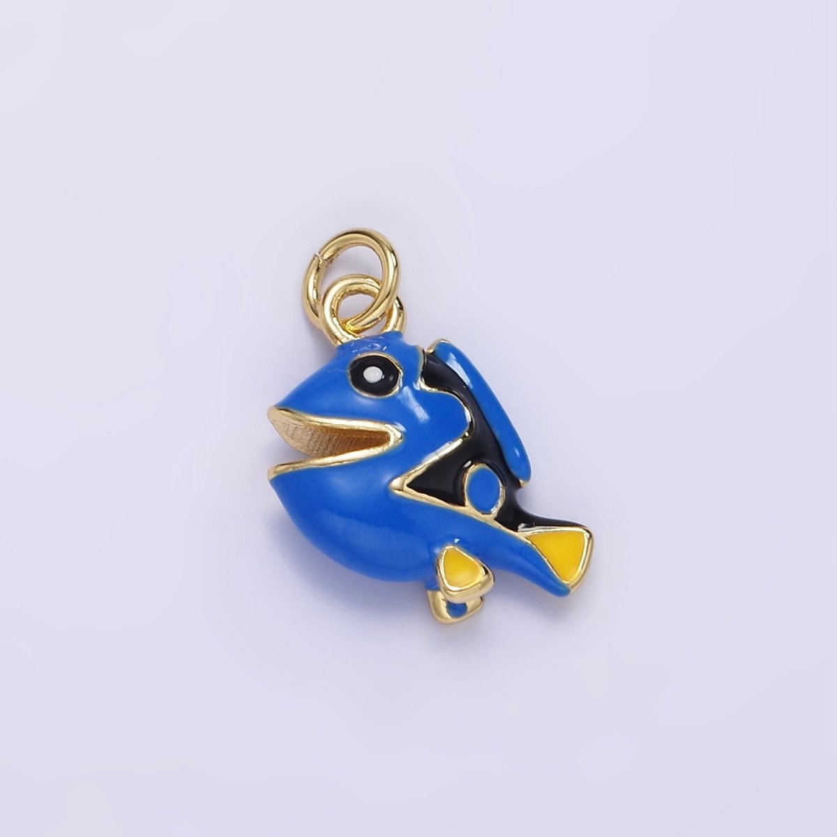 14K Gold Filled Blue Pacific Tang Fish Enamel Mini Charm | AG833 - DLUXCA