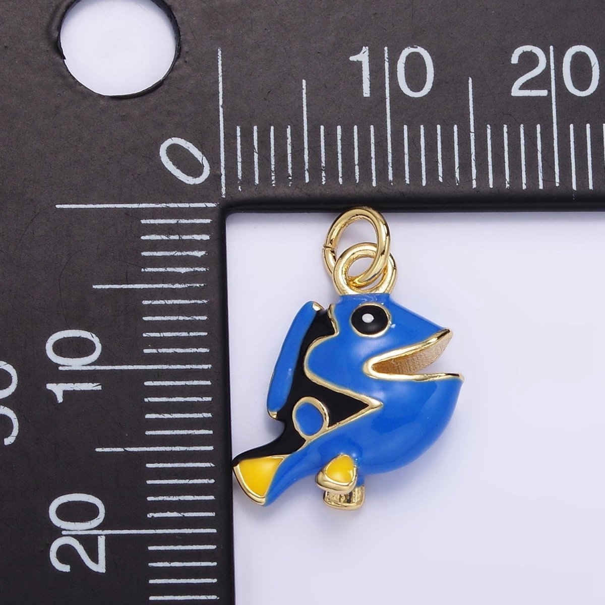 14K Gold Filled Blue Pacific Tang Fish Enamel Mini Charm | AG833 - DLUXCA