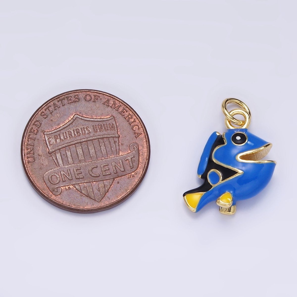 14K Gold Filled Blue Pacific Tang Fish Enamel Mini Charm | AG833 - DLUXCA