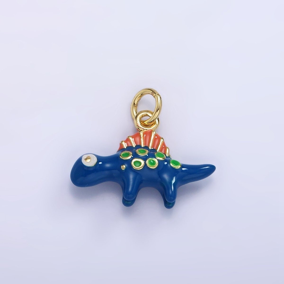 14K Gold Filled Blue Stegosaurus Dinosaur Enamel Mini Charm | AG834 - DLUXCA