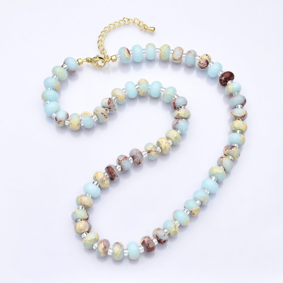 14K Gold Filled Blue Turquoise Natural Gemstone 16 Inch, 18 Inch Necklace | WA - 3143 WA - 3144 - DLUXCA