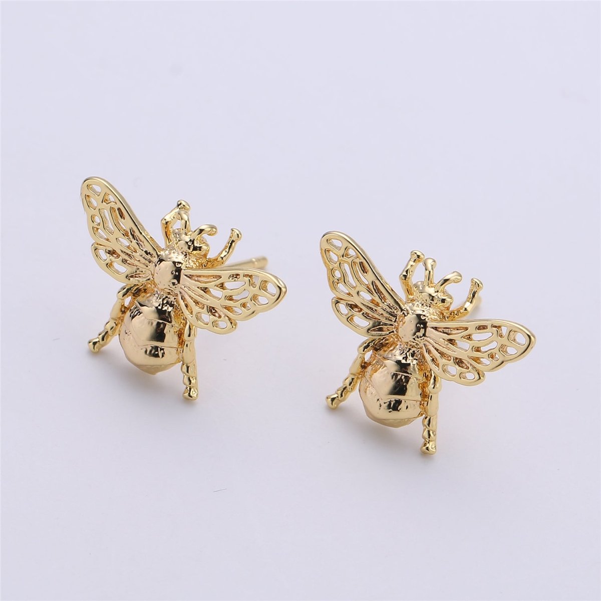 14K Gold Filled Bumble Bee Earring Gold Bee Stud K158 - DLUXCA