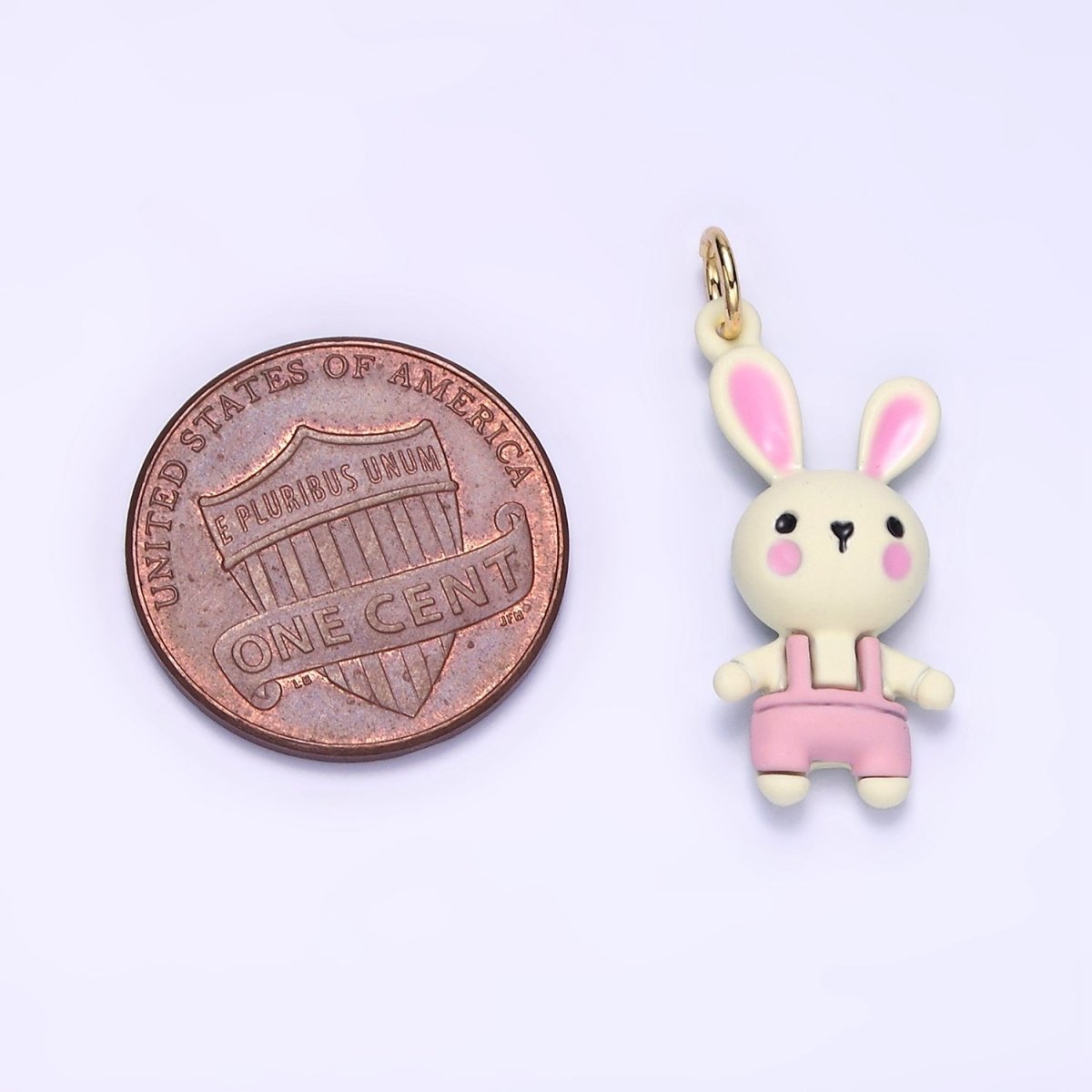 14K Gold Filled Bunny Rabbit Overalls Mini Charm | D056 - DLUXCA