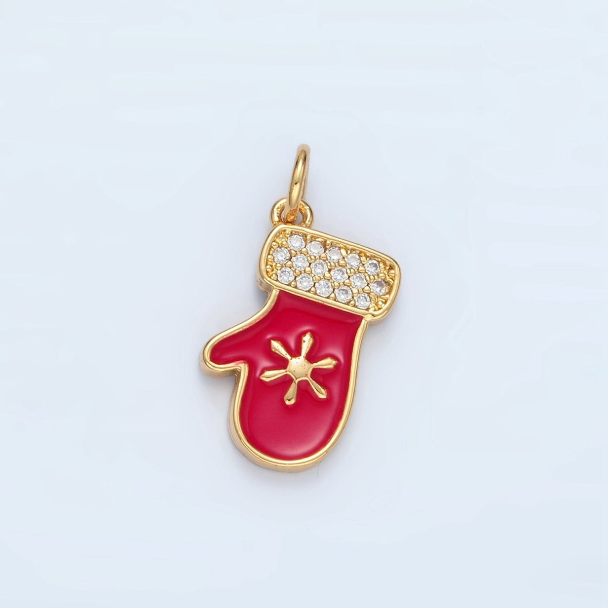 14K Gold Filled Celestial North Star Red Enamel Christmas Sock Charm | AC172 - DLUXCA