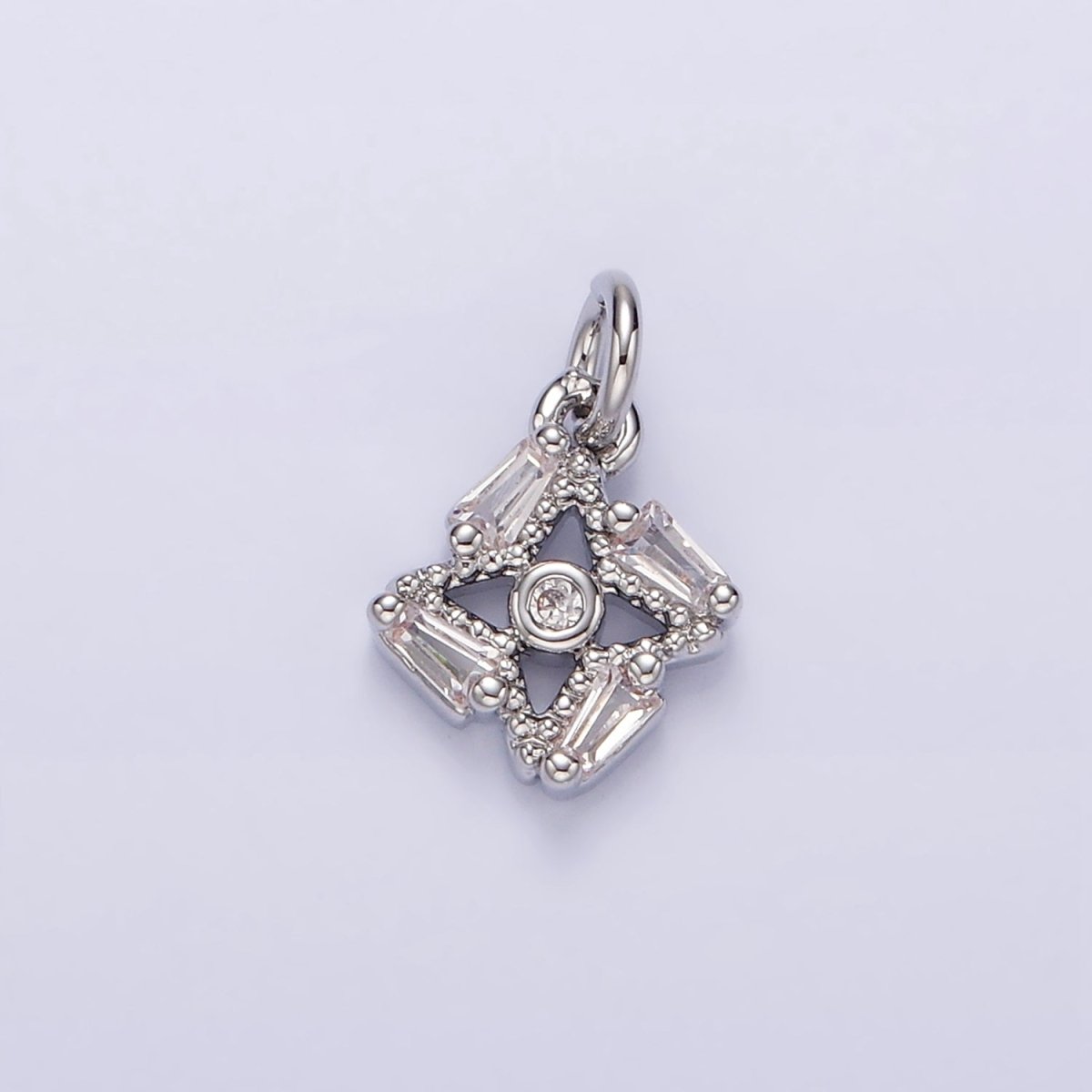 14K Gold Filled Celestial Star CZ Baguette Charm in Gold & Silver | N1095 N1140 - DLUXCA