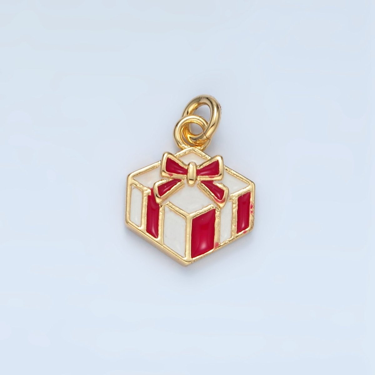 14K Gold Filled Christmas Present Gift Enamel Charm | AG941 - DLUXCA