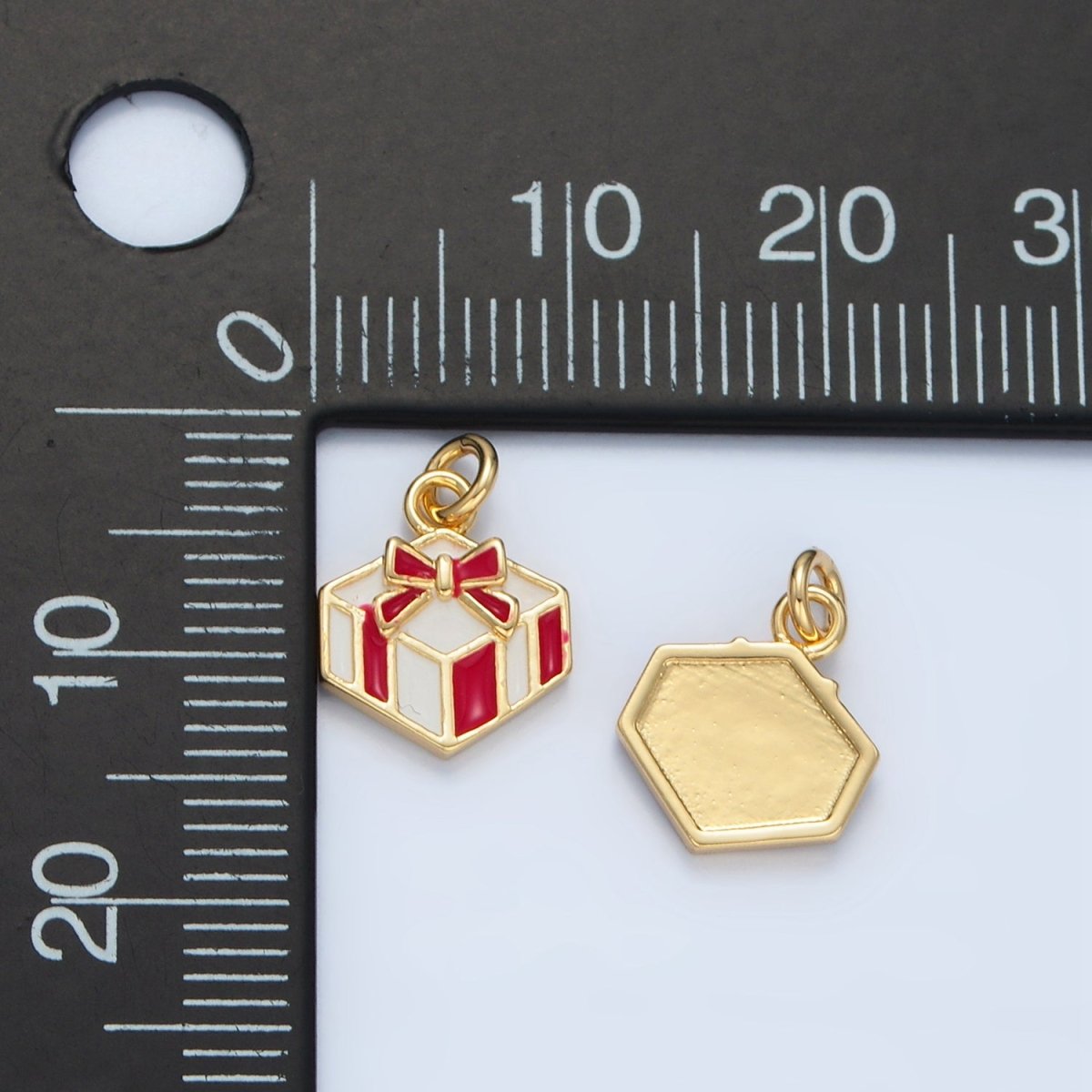 14K Gold Filled Christmas Present Gift Enamel Charm | AG941 - DLUXCA