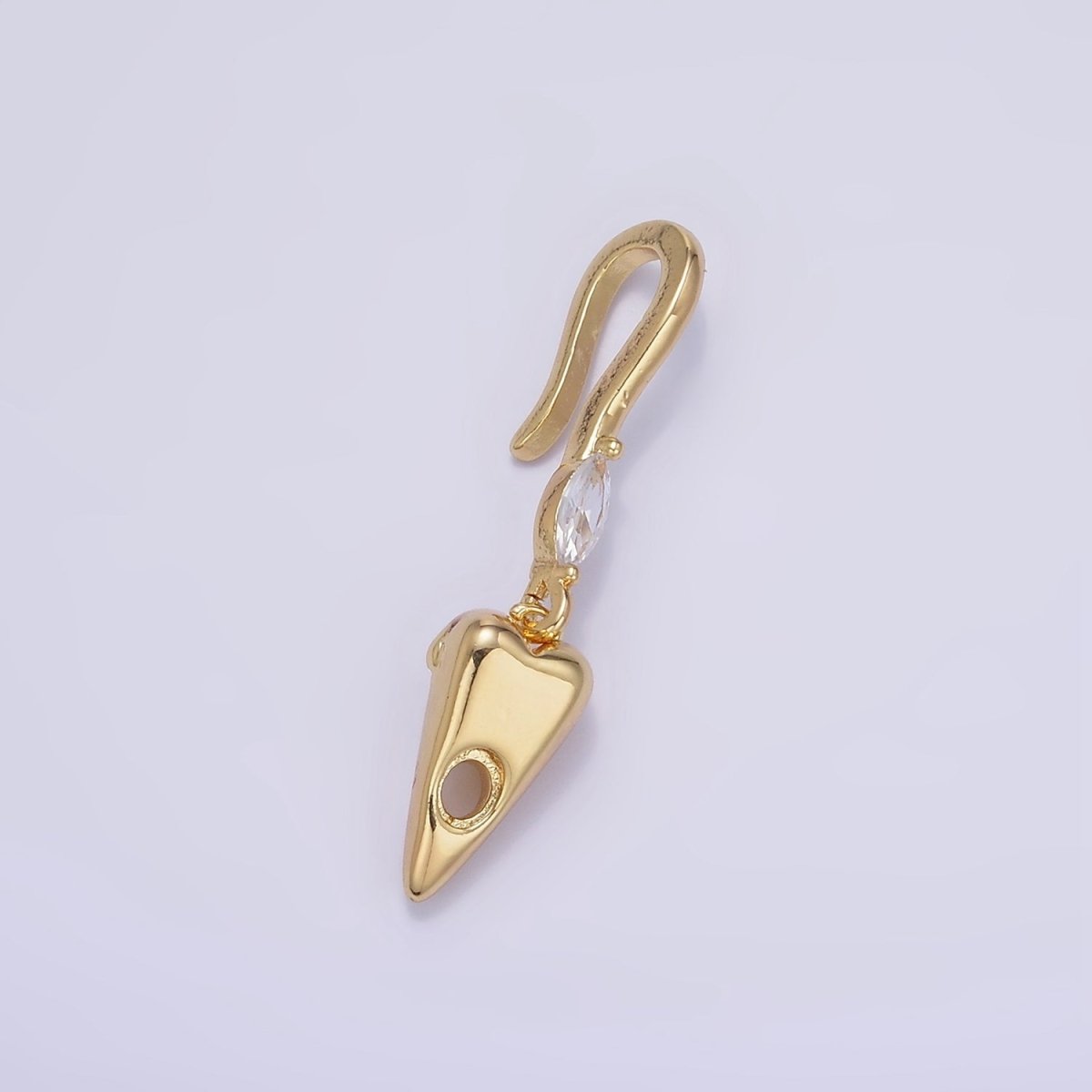 14K Gold Filled Chubby Heart Marquise CZ Drop Snap Bail Pendant | Z345 - DLUXCA