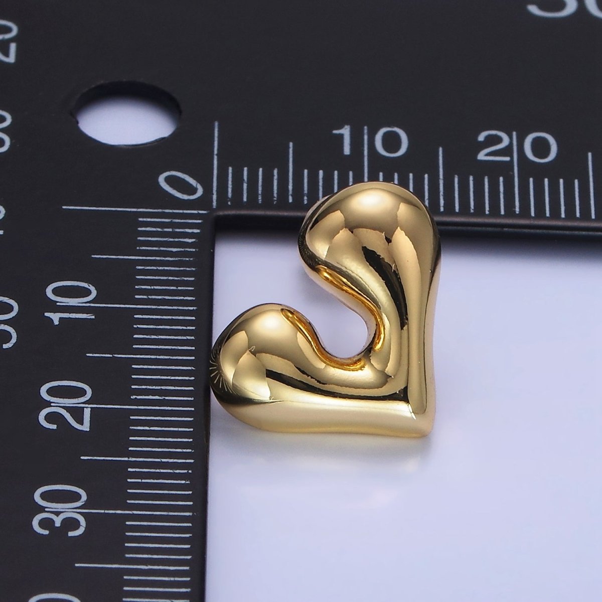14K Gold Filled Chubby Heart Minimalist Stud Earrings | P484 - DLUXCA
