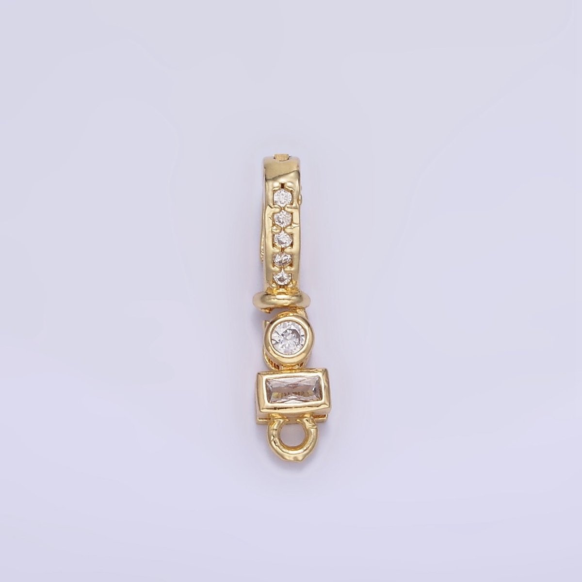14K Gold Filled Clear CZ Baguette Round Micro Paved CZ Bail Findings | Z782 - DLUXCA
