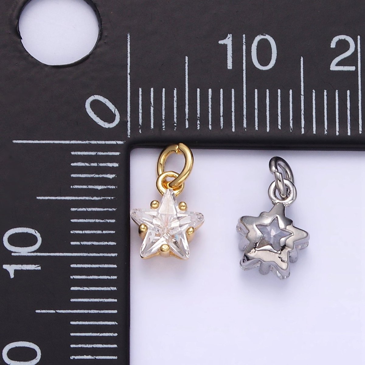 14K Gold Filled Clear CZ Celestial Star Mini Charm in Gold & Silver | AG848 - DLUXCA