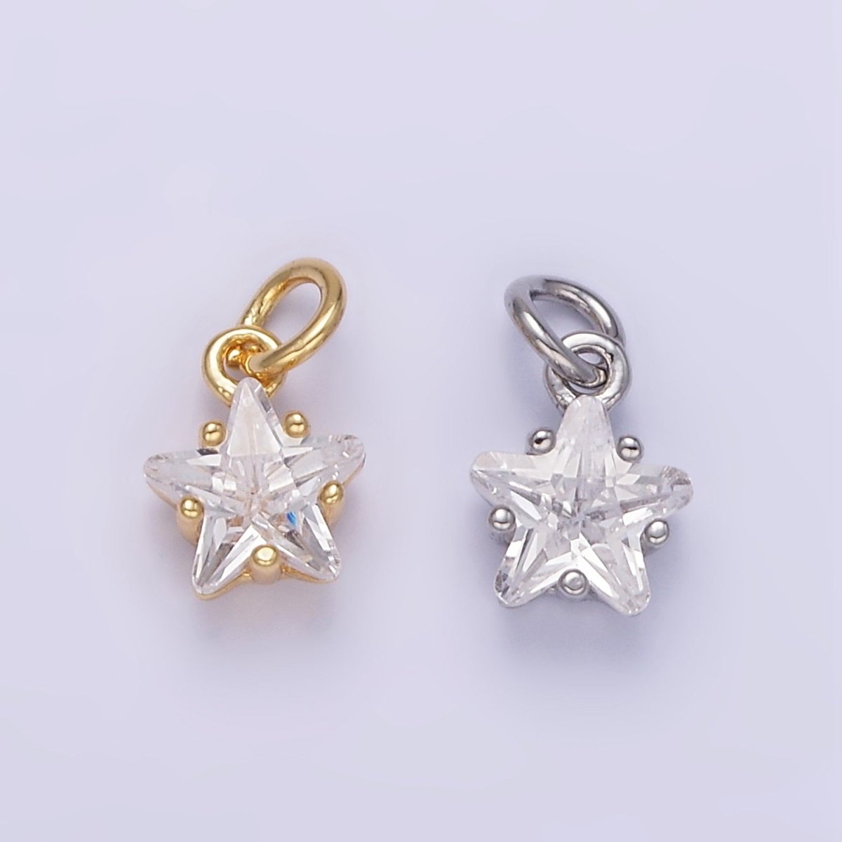 14K Gold Filled Clear CZ Celestial Star Mini Charm in Gold & Silver | AG848 - DLUXCA