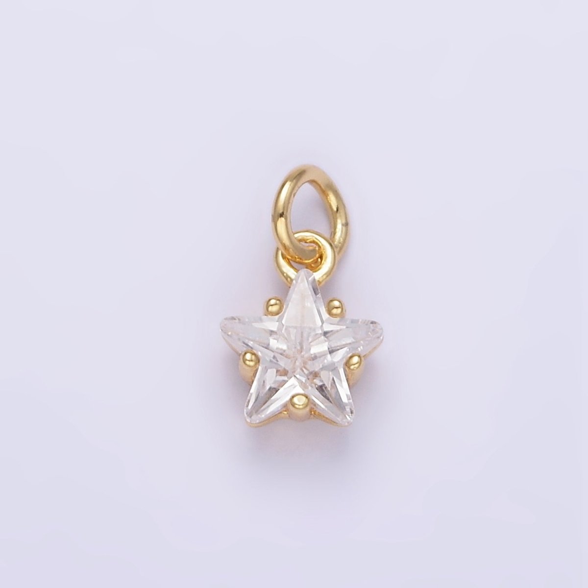 14K Gold Filled Clear CZ Celestial Star Mini Charm in Gold & Silver | AG848 - DLUXCA