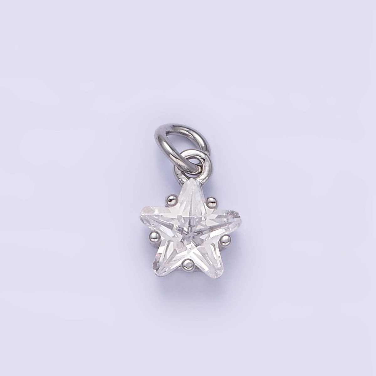 14K Gold Filled Clear CZ Celestial Star Mini Charm in Gold & Silver | AG848 - DLUXCA