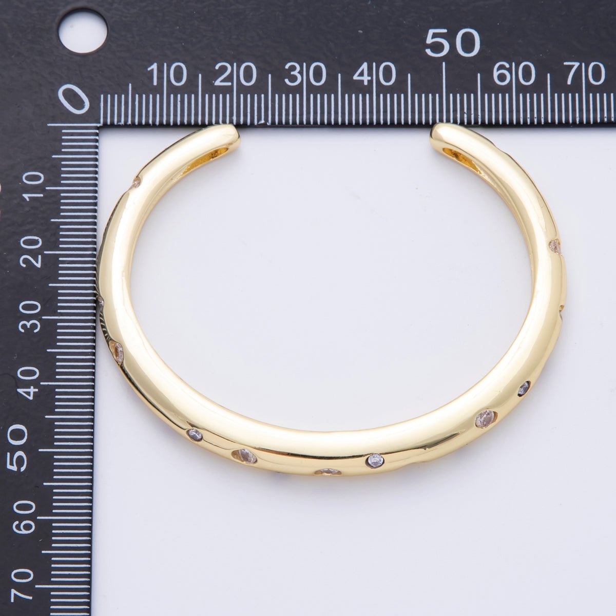 14K Gold Filled Clear CZ Dotted Cuff Bracelet | WA - A1691 - DLUXCA