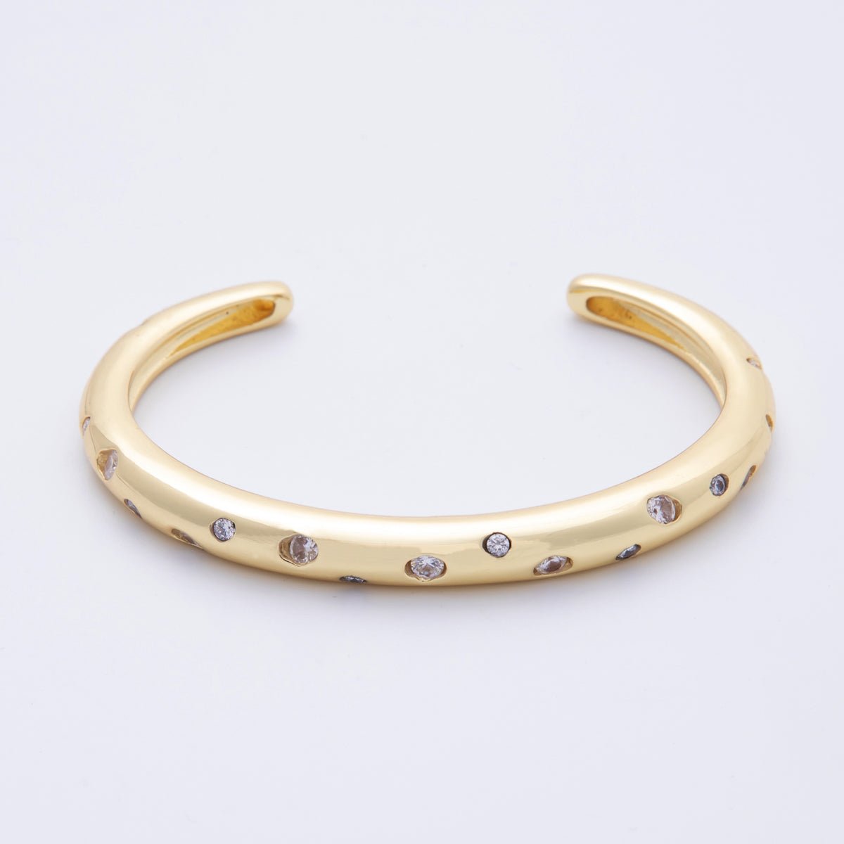 14K Gold Filled Clear CZ Dotted Cuff Bracelet | WA - A1691 - DLUXCA