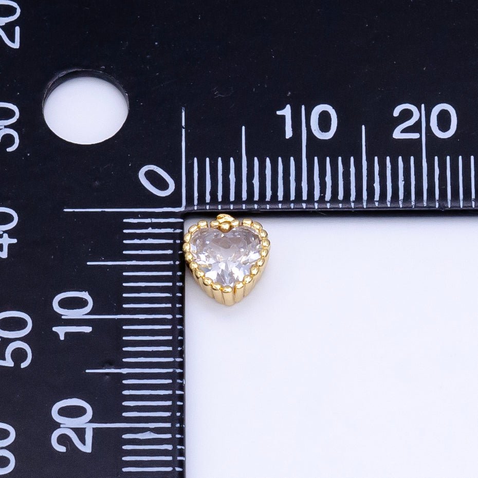 14K Gold Filled Clear CZ Heart Mini Charm | C569 - DLUXCA