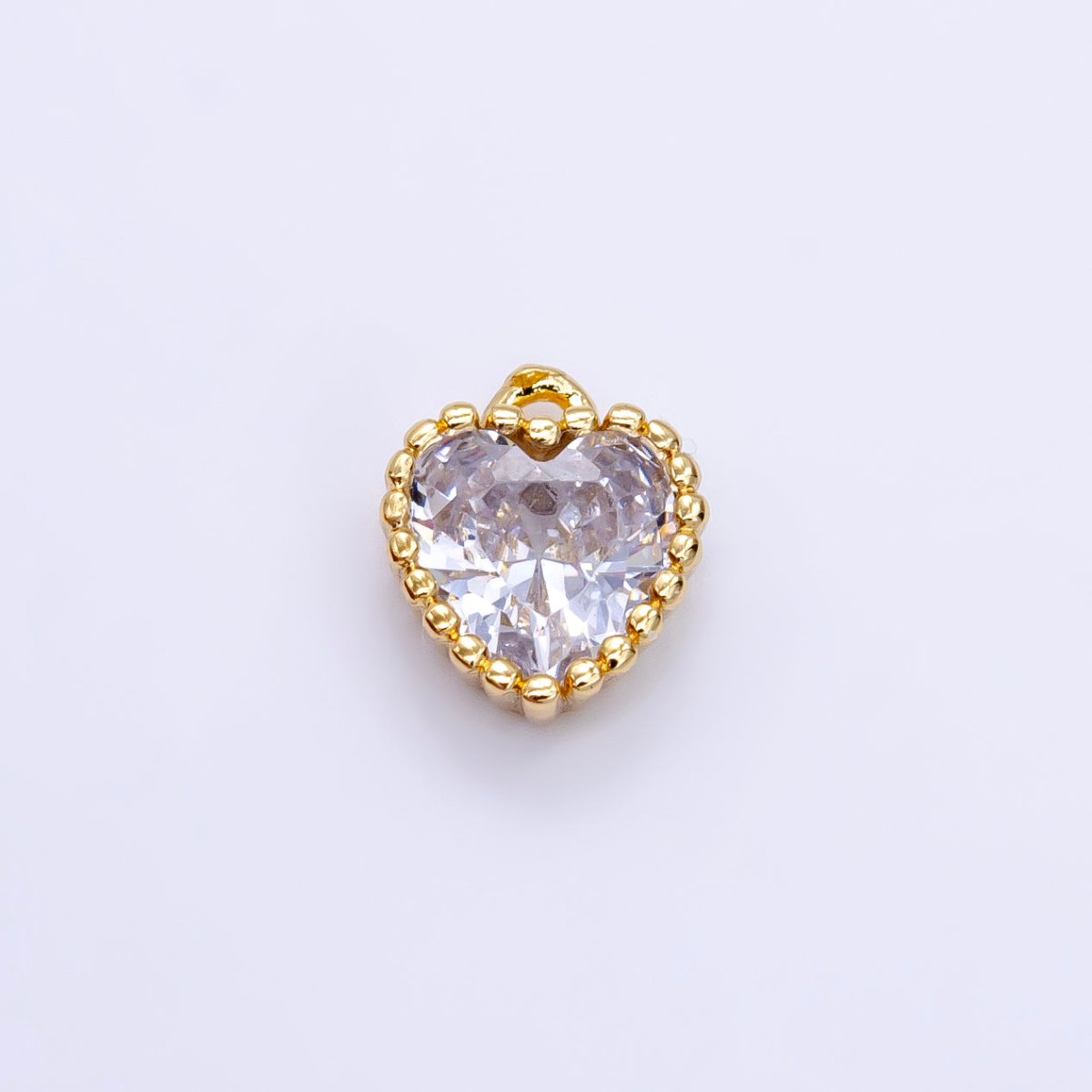 14K Gold Filled Clear CZ Heart Mini Charm | C569 - DLUXCA