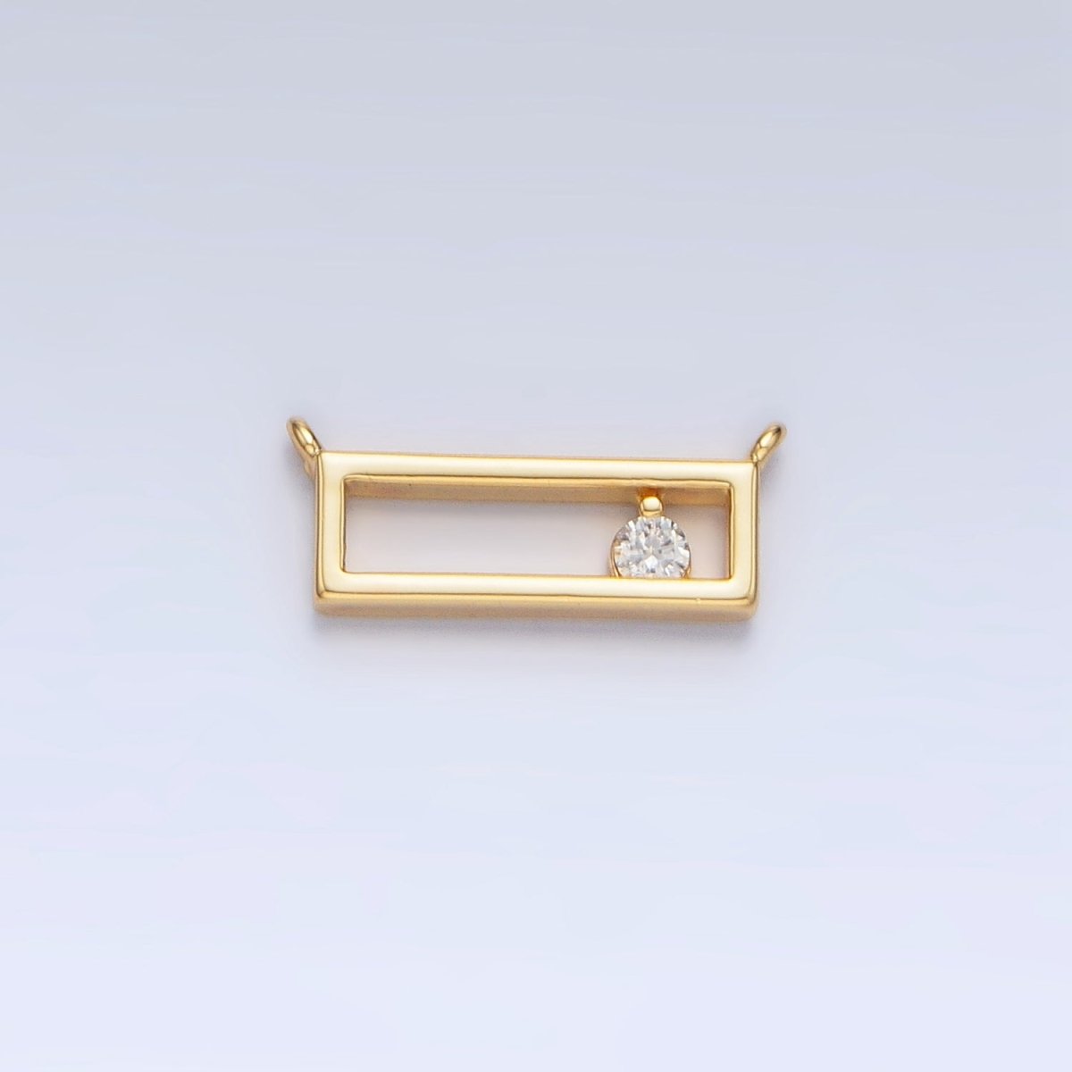 14K Gold Filled Clear CZ Open Rectangular Bar Connector | G816 - DLUXCA