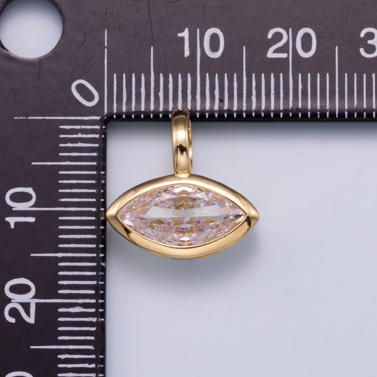 14K Gold Filled Clear CZ Oval Eye Rectangle Bezel Charm Geometric Drop Pendant | CHARMS - 00751 - DLUXCA