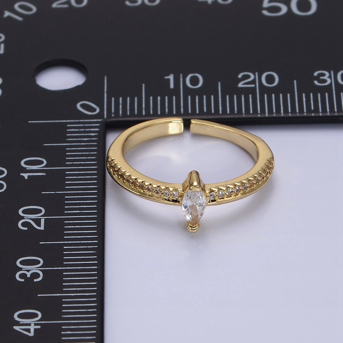 14K Gold Filled Clear Marquise Micro Paved CZ Solitaire Ring - DLUXCA