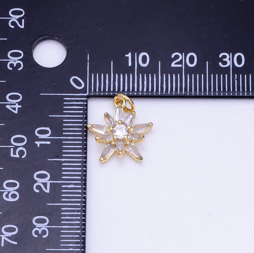 14K Gold Filled Clear, Pink Baguette Flower Petal Charm | D177 - DLUXCA